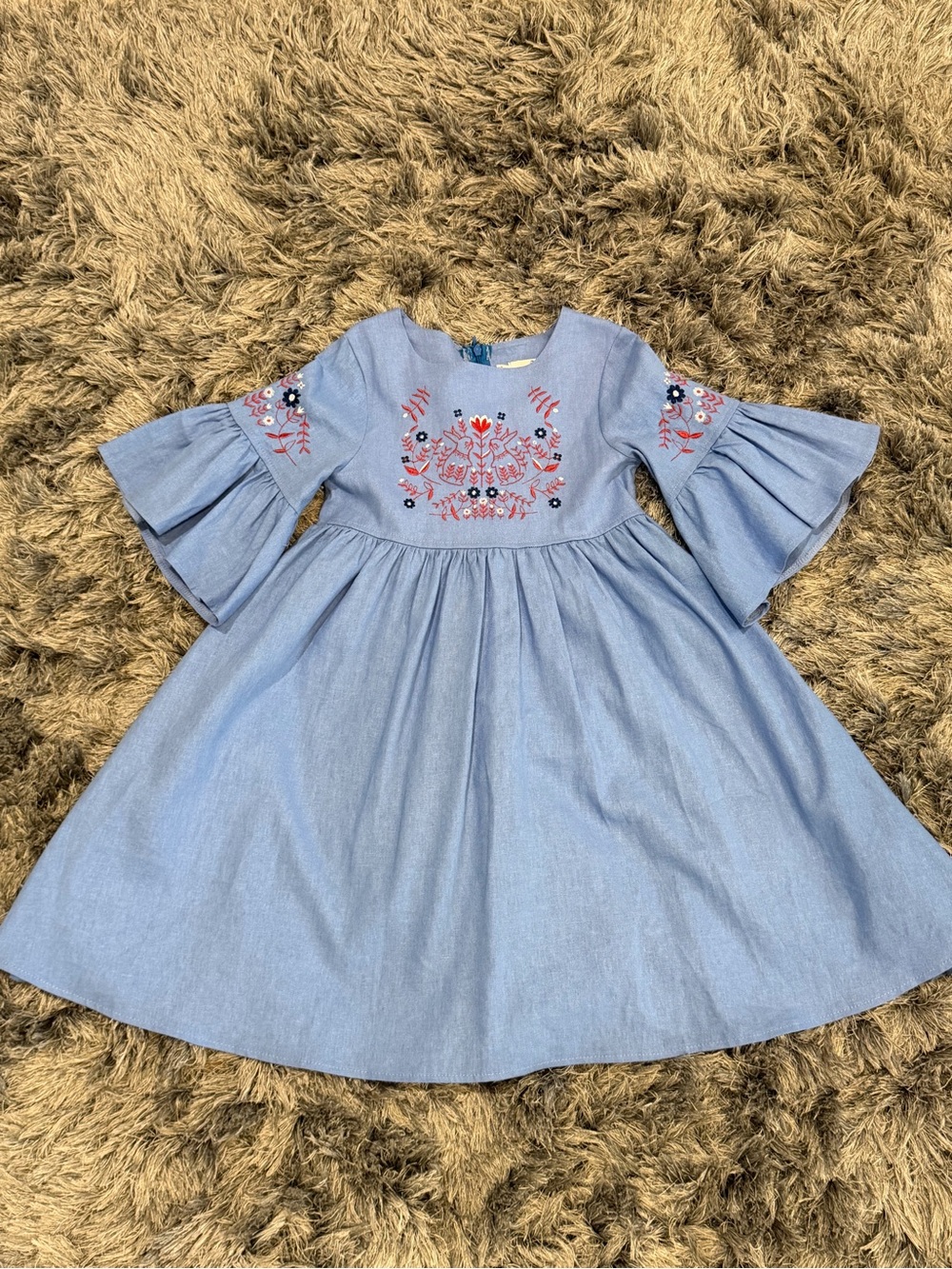 10-years Ukrainian embroidered dress , 50/50 cotton-linen blend.